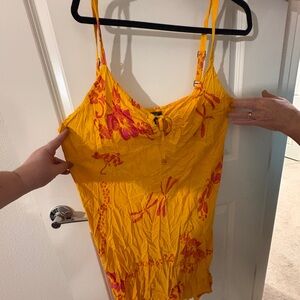 Vibrant Yellow Floral Mini Dress